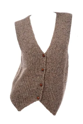 1970's Anne Klein Brown Mohair Blend Pointed Hem Sweater Vest 1970's Anne Klein Brown Mohair Blend Pointed Hem Sweater Vest