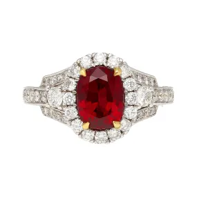 2.20 carat Vivid Red Oval Cut Ruby & Diamond Retro Regal Style Vintage Ring 2.20 carat Vivid Red Oval Cut Ruby & Diamond Retro Regal Style Vintage Ring