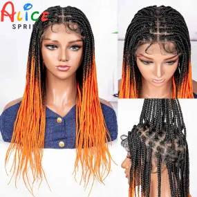 24Inch Straight Orange Full Lace Braided  Synthetic Square Knotless Box Braids Wigs 24Inch Straight Orange Full Lace Braided  Synthetic Square Knotless Box Braids Wigs