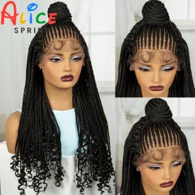 26 inches Synthetic Lace Front Updo Braided Wigs With Curly Ends 13x4 Cornrow Braiding Hair Wigs with Baby Hair for Black Women 26 inches Synthetic Lace Front Updo Braided Wigs With Curly Ends 13x4 Cornrow Braiding Hair Wigs with Baby Hair for Black Women