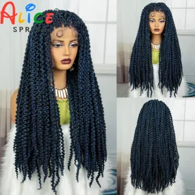 2inch Blue Synthetic Lace Front Braided Wigs for Black Women Knotless Braids Wig Embroidery Lace Braided Wig with Baby Hair 2inch Blue Synthetic Lace Front Braided Wigs for Black Women Knotless Braids Wig Embroidery Lace Braided Wig with Baby Hair