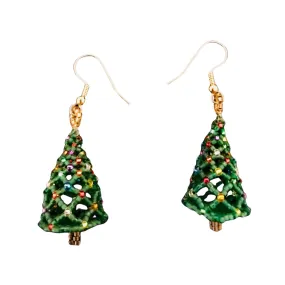 3-D Christmas Tree Hand-Beaded Earrings w/ Hypo Allergenic Earwires 3-D Christmas Tree Hand-Beaded Earrings w/ Hypo Allergenic Earwires