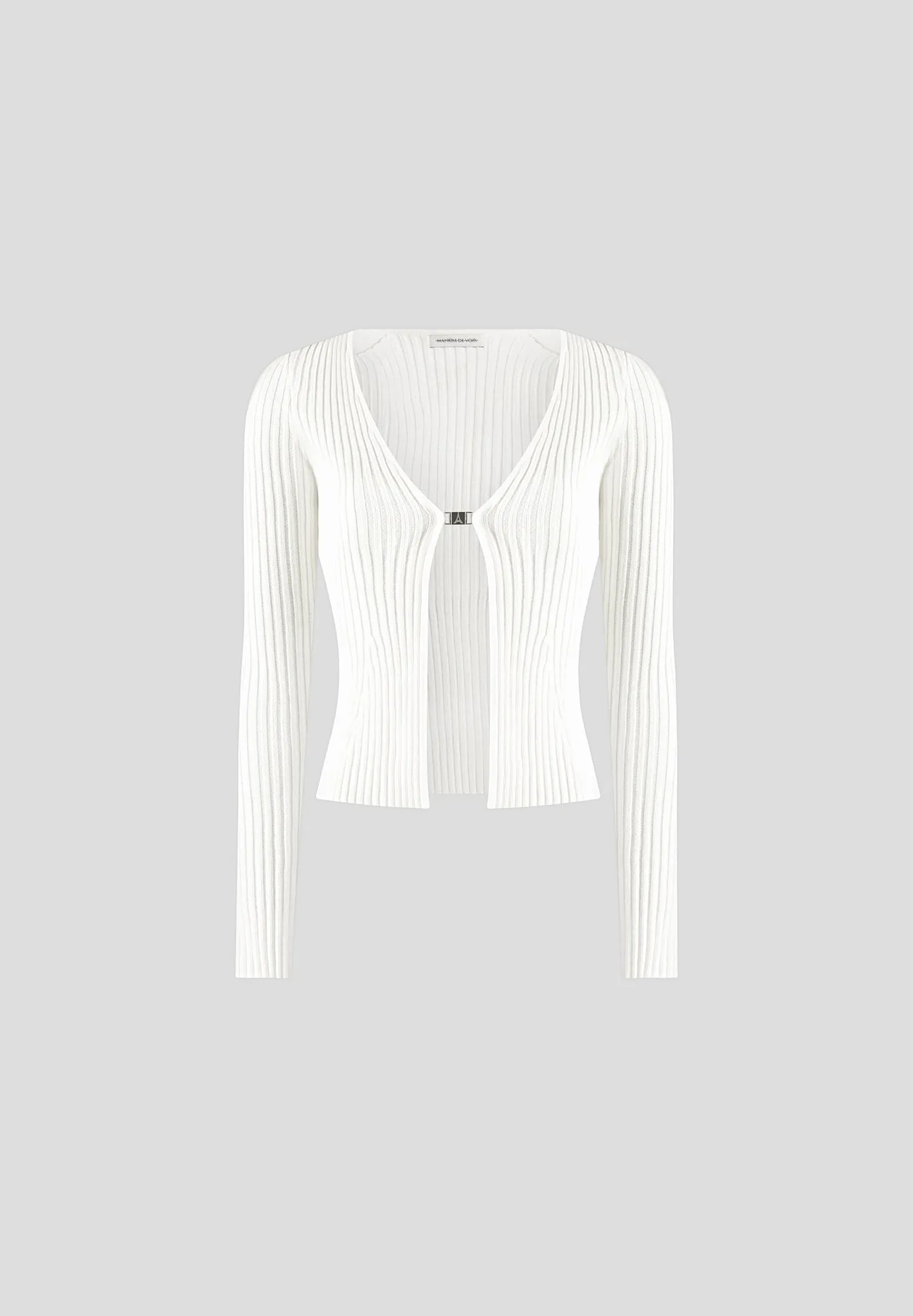 3-In-1 Knit Overlay Bandeau Cardigan - Off White