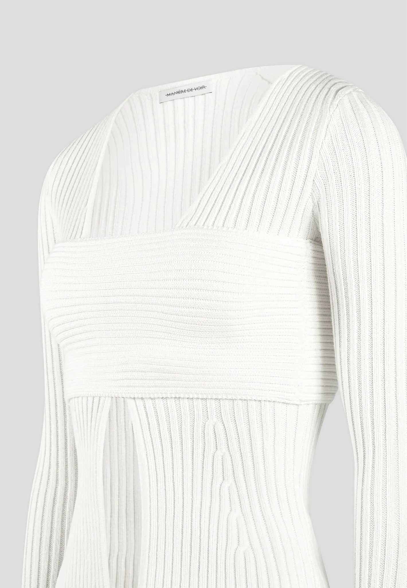 3-In-1 Knit Overlay Bandeau Cardigan - Off White