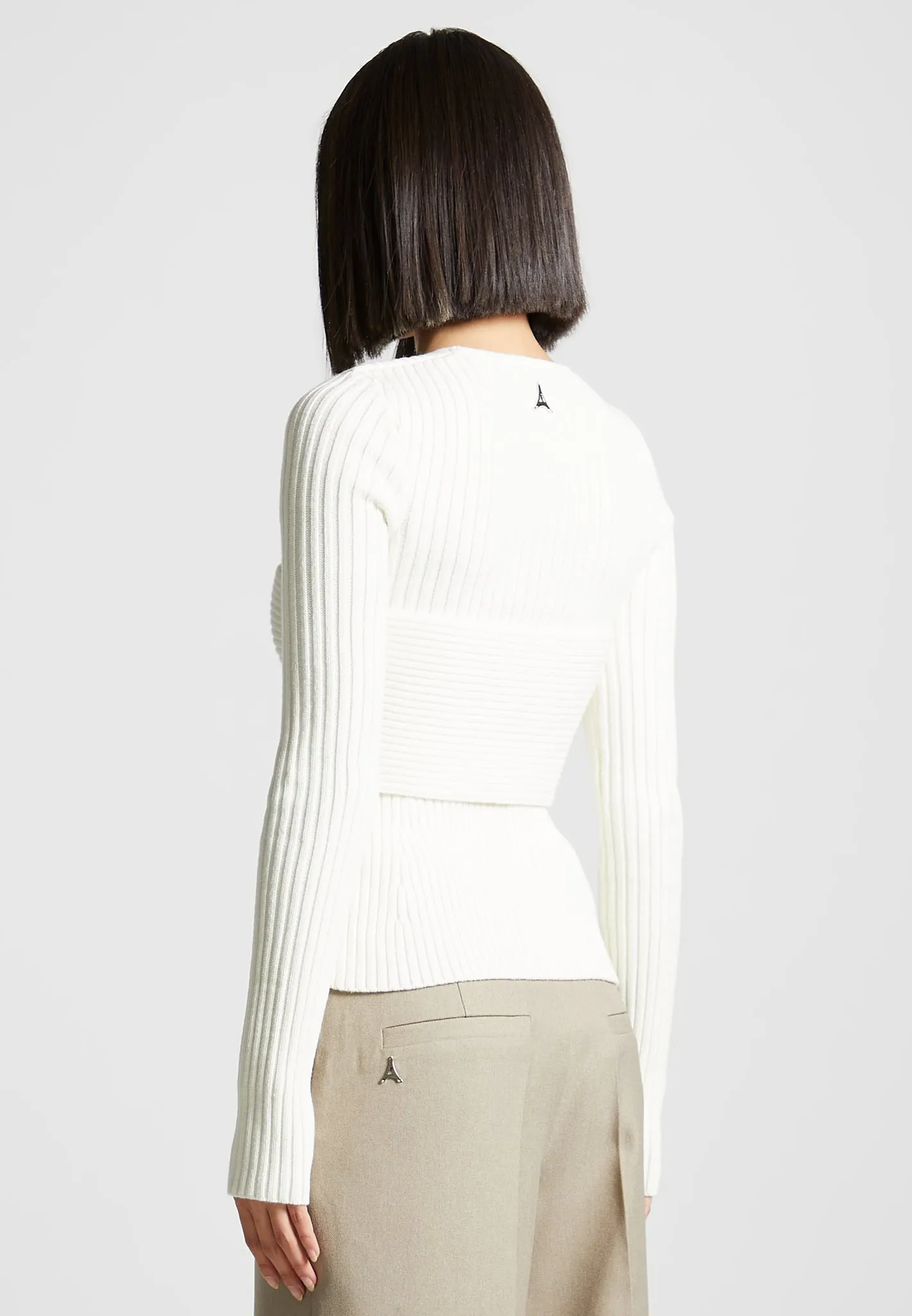 3-In-1 Knit Overlay Bandeau Cardigan - Off White