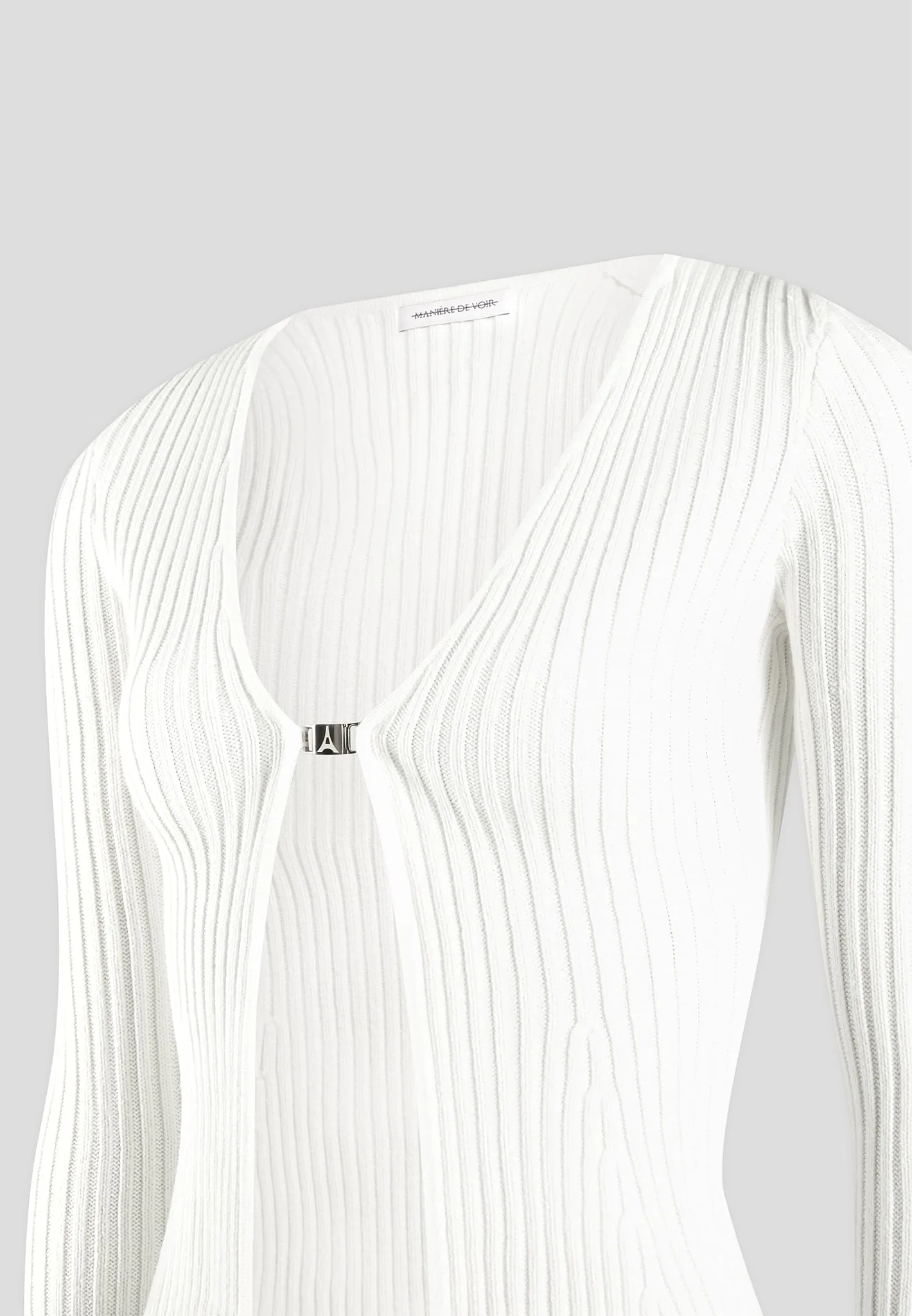 3-In-1 Knit Overlay Bandeau Cardigan - Off White