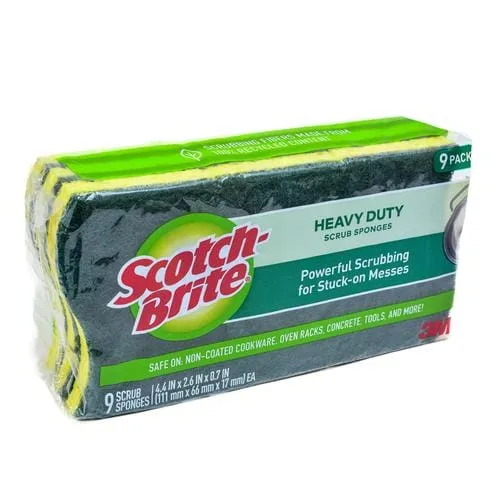 3M Scotch Brite Heavy Duty Sponge 9 Units   Scrubbing sponges with high resistance. Suitable for powerful scrubbing to remove adhering dirt-277123