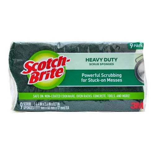 3M Scotch Brite Heavy Duty Sponge 9 Units   Scrubbing sponges with high resistance. Suitable for powerful scrubbing to remove adhering dirt-277123