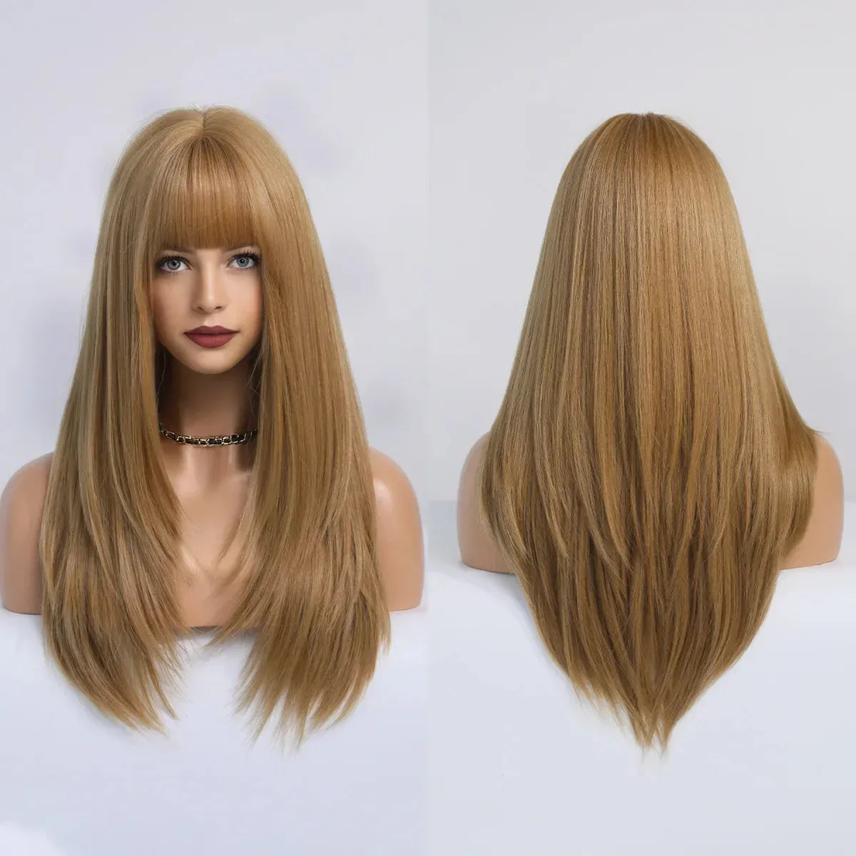 60cm Long 9Style Black Gold Straight Cosplay Hair Wig for Women’s Halloween Christmas Anime Wigs