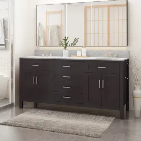 72" Wood Double Sink Bathroom Vanity with Marble Counter Top with Carrara White Marble - NH019703 72" Wood Double Sink Bathroom Vanity with Marble Counter Top with Carrara White Marble - NH019703