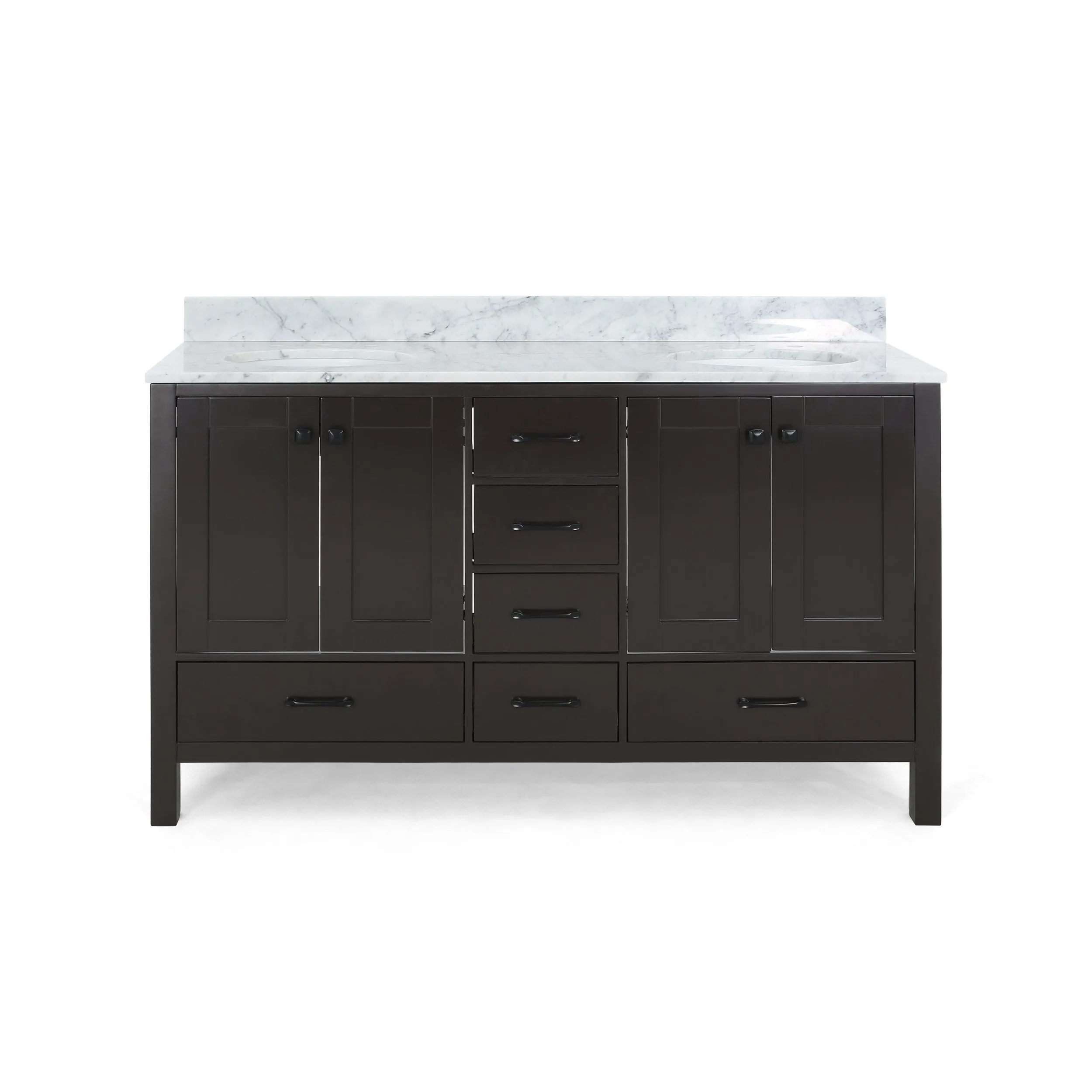 72" Wood Double Sink Bathroom Vanity with Marble Counter Top with Carrara White Marble - NH739703