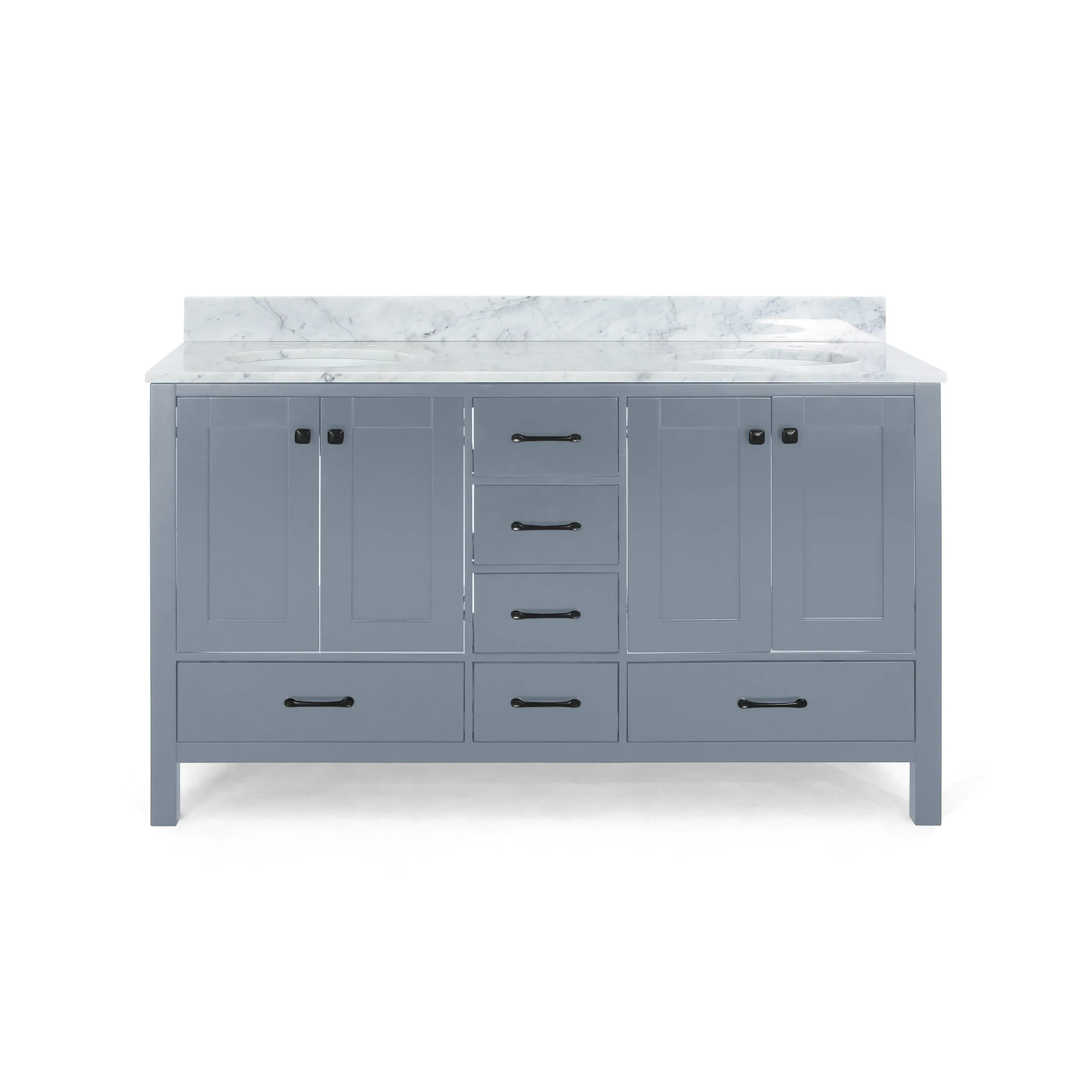 72" Wood Double Sink Bathroom Vanity with Marble Counter Top with Carrara White Marble - NH739703