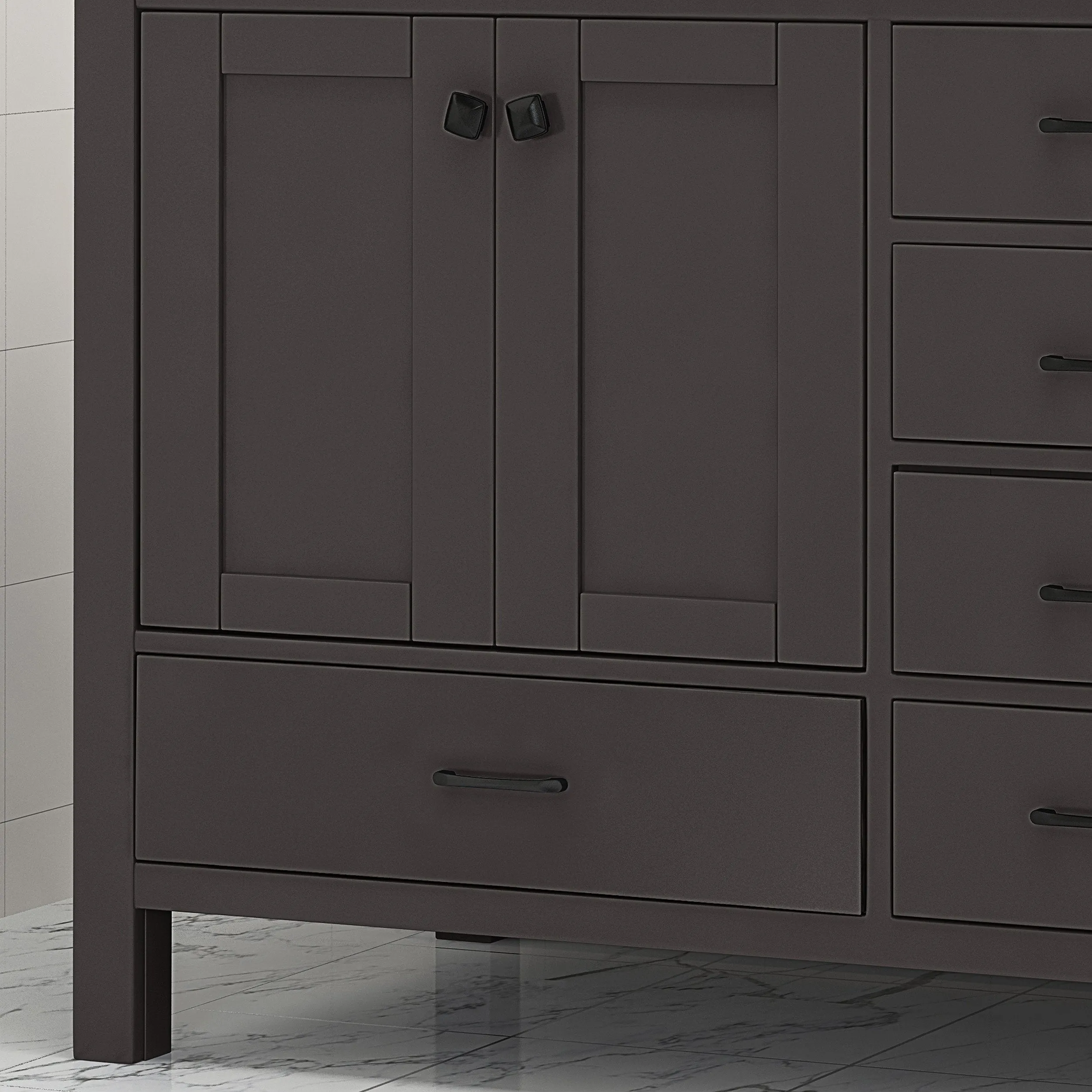 72" Wood Double Sink Bathroom Vanity with Marble Counter Top with Carrara White Marble - NH739703
