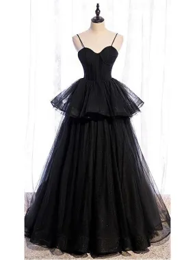 A-line Black Princess Straps Floor-Length Sweatheart Long Women Evening Prom Dresses PD804 A-line Black Princess Straps Floor-Length Sweatheart Long Women Evening Prom Dresses PD804