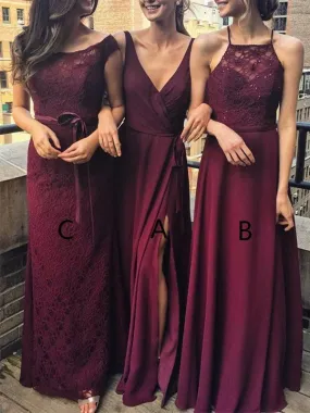 A Line Burgundy Chiffon Sleeveless Cheap Bridesmaid Dresses BD001 A Line Burgundy Chiffon Sleeveless Cheap Bridesmaid Dresses BD001