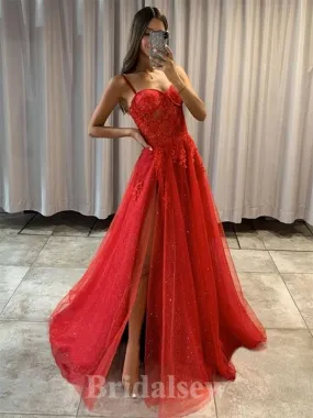 A-line Charming Spaghetti Straps Red Glitter Modest Elegant Long Party Evening Prom Dresses PD1327 A-line Charming Spaghetti Straps Red Glitter Modest Elegant Long Party Evening Prom Dresses PD1327