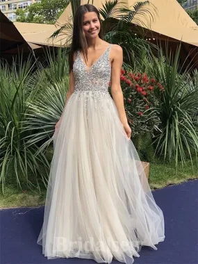 A-line Charming V-Neck Sparkly Modest Elegant Long Party Evening Prom Dresses PD1330 A-line Charming V-Neck Sparkly Modest Elegant Long Party Evening Prom Dresses PD1330