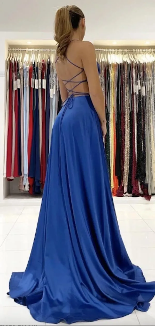 A-line Elegant Satin Elegant Women Simple Formal Long Prom Dresses PD395