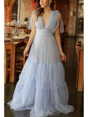 A-line Fairy Fashion Tulle Sky Blue Formal Long Prom Dresses, Evening Dress PD435 A-line Fairy Fashion Tulle Sky Blue Formal Long Prom Dresses, Evening Dress PD435