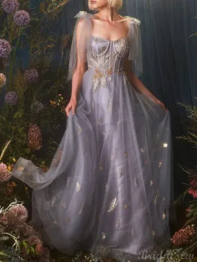 A-line Fairy Tulle Vintage Long Modest Prom Dresses, Evening Dress PD157 A-line Fairy Tulle Vintage Long Modest Prom Dresses, Evening Dress PD157