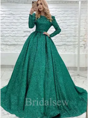 A-line Green Sequin Sparkly Black Girls Slay Long Sleeves Women Long Evening Prom Dresses PD584 A-line Green Sequin Sparkly Black Girls Slay Long Sleeves Women Long Evening Prom Dresses PD584