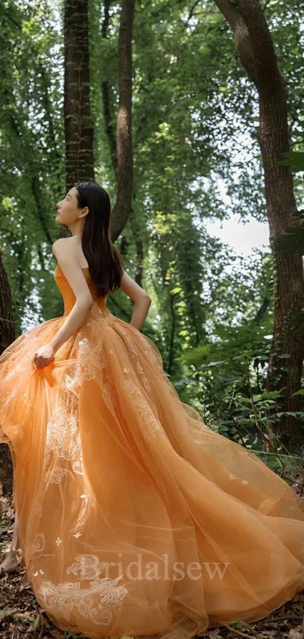 A-line Orange Unique High-low Elegant Black Girls Slay Women Long Evening Prom Dresses PD590