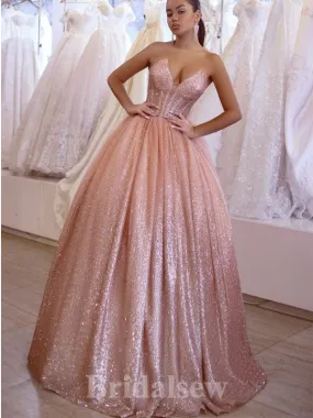 A-line Pink Strapless Elegant Sparkly Sequin Fashion Long Party Evening Prom Dresses, PD1269 A-line Pink Strapless Elegant Sparkly Sequin Fashion Long Party Evening Prom Dresses, PD1269