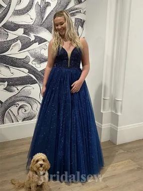 A-line Spaghetti Straps Glitter New Modest Elegant Long Party Evening Prom Dresses PD1325 A-line Spaghetti Straps Glitter New Modest Elegant Long Party Evening Prom Dresses PD1325