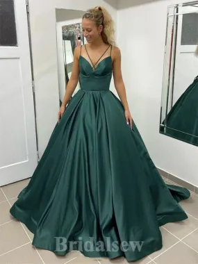 A-line Spaghetti Straps Satin Prom Gown, Long Party Evening Prom Dresses PD1335 A-line Spaghetti Straps Satin Prom Gown, Long Party Evening Prom Dresses PD1335