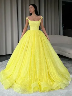 A-line Yellow Sequin Sparkly Modest Unique Elegant Long Evening Prom Dresses, Gorgeous Ball Gown PD1219 A-line Yellow Sequin Sparkly Modest Unique Elegant Long Evening Prom Dresses, Gorgeous Ball Gown PD1219