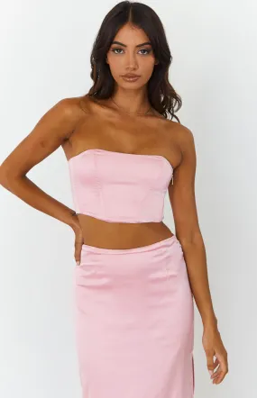 Abbey Pink Satin Corset Top Abbey Pink Satin Corset Top