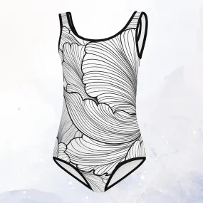 Abstract Flower Print Kids Swimsuit Leotard Abstract Flower Print Kids Swimsuit Leotard