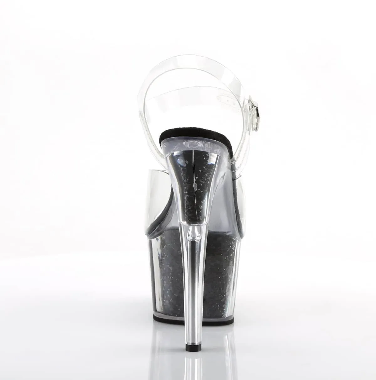 ADORE-708G Clear & Black Ankle Peep Toe High Heel