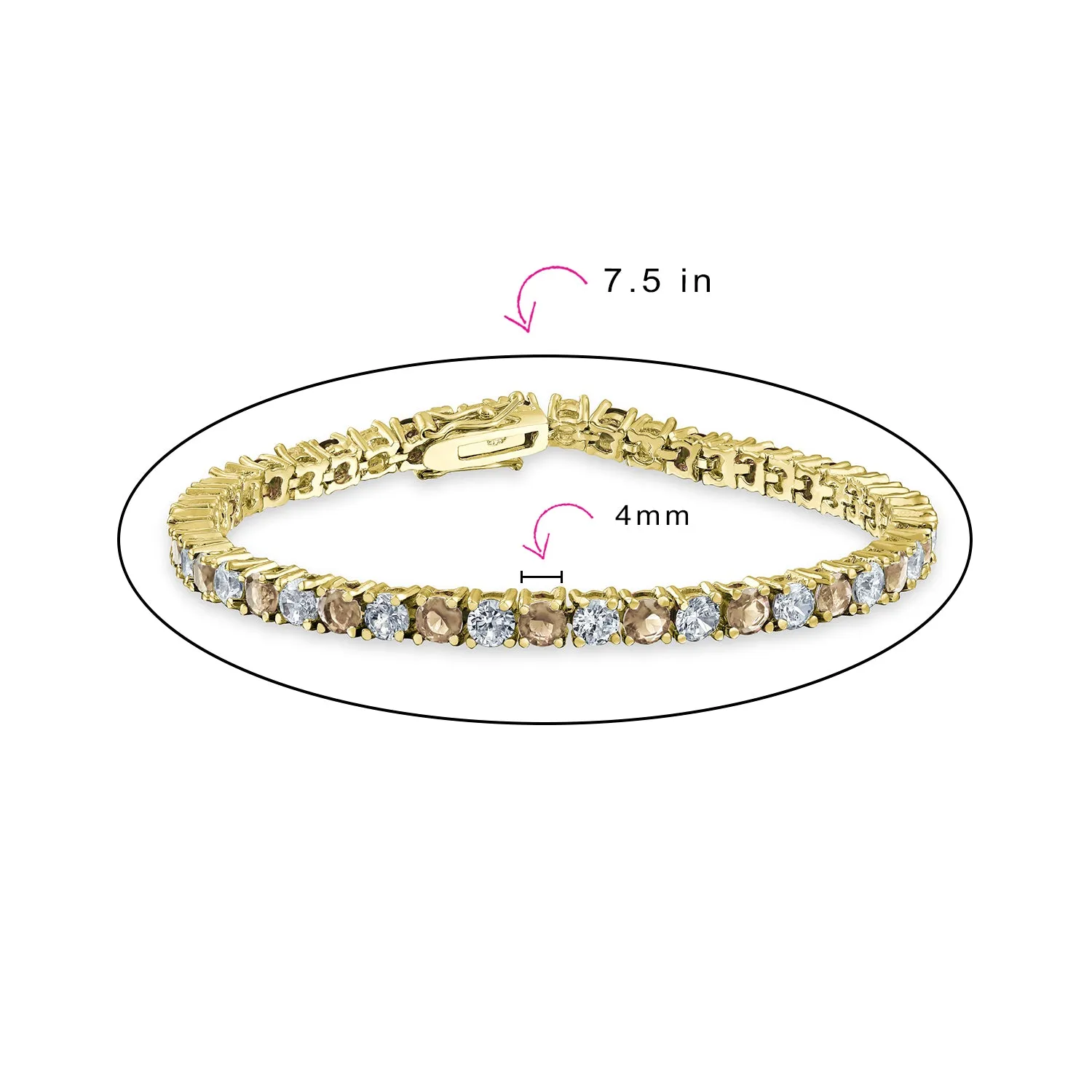 Alternating Round AAA CZ Tennis Bracelet Imitation Gemstones Gold Plated