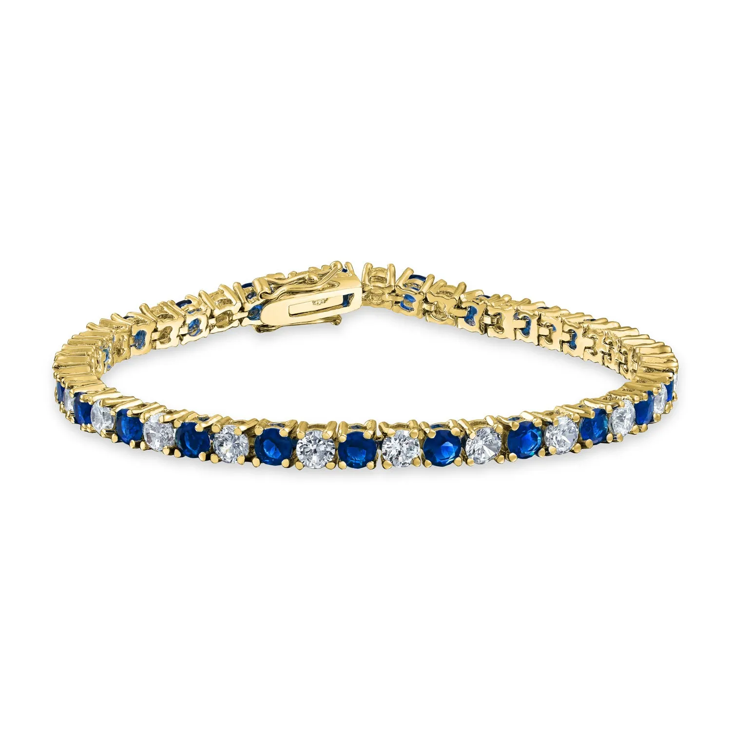 Alternating Round AAA CZ Tennis Bracelet Imitation Gemstones Gold Plated