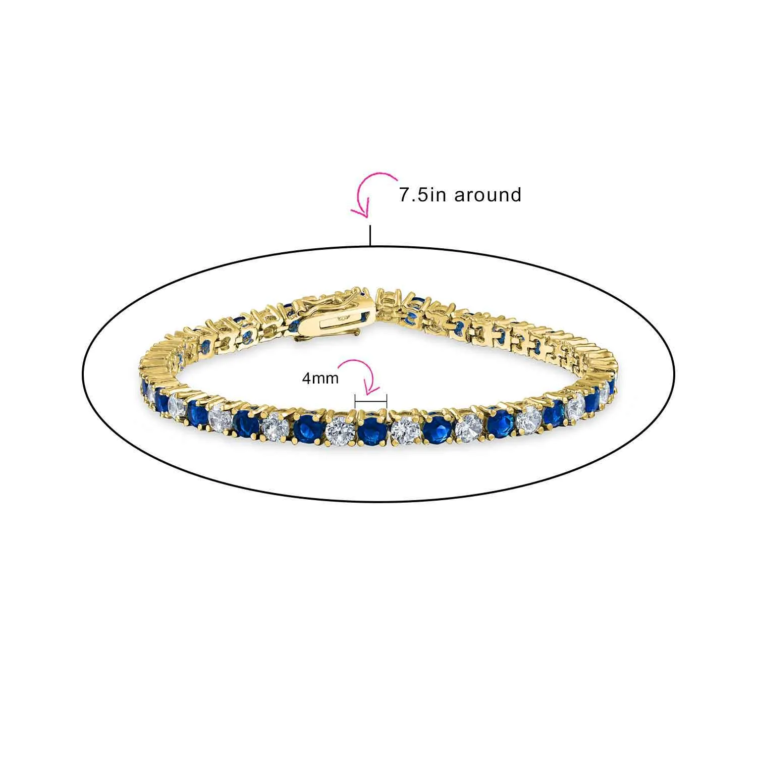 Alternating Round AAA CZ Tennis Bracelet Imitation Gemstones Gold Plated