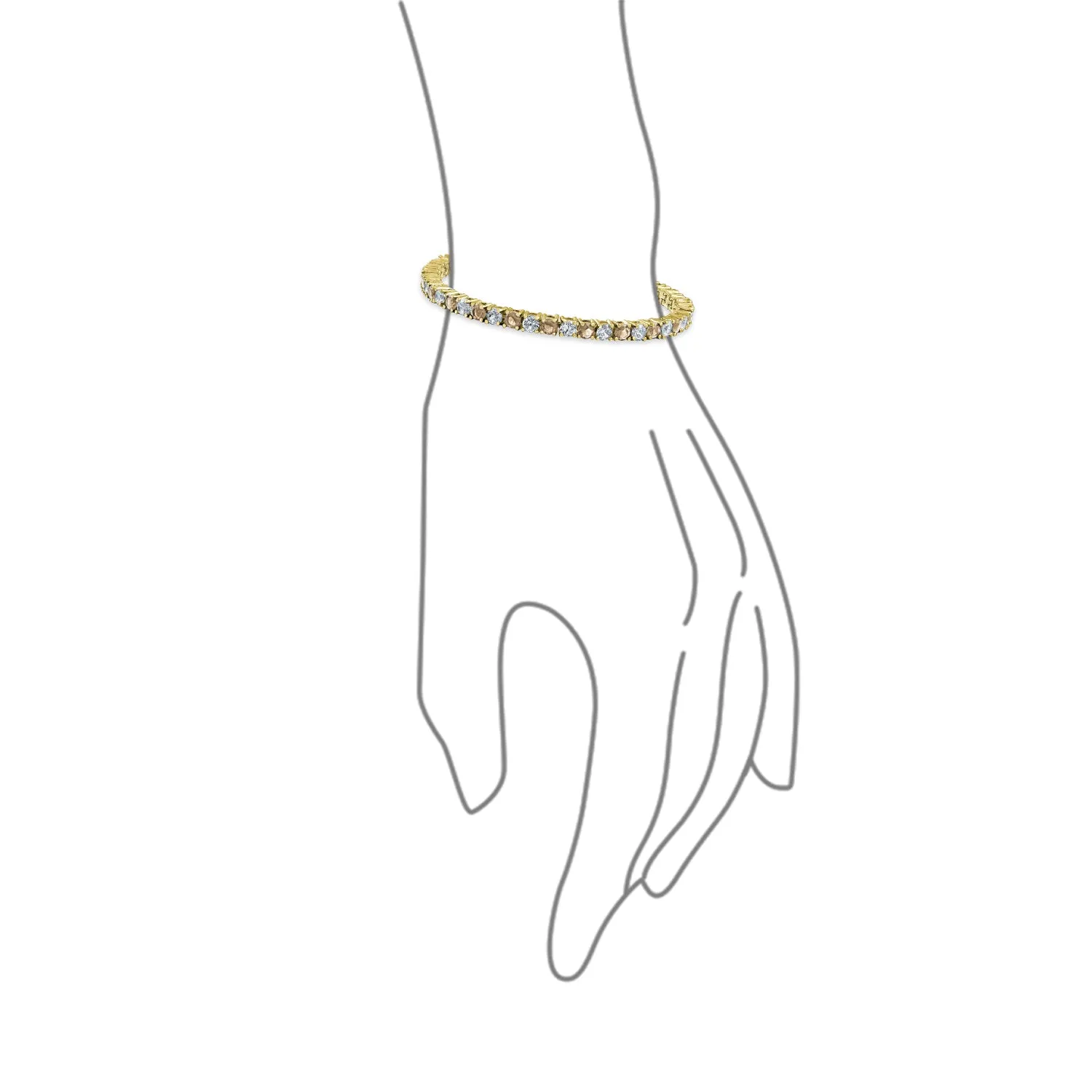 Alternating Round AAA CZ Tennis Bracelet Imitation Gemstones Gold Plated