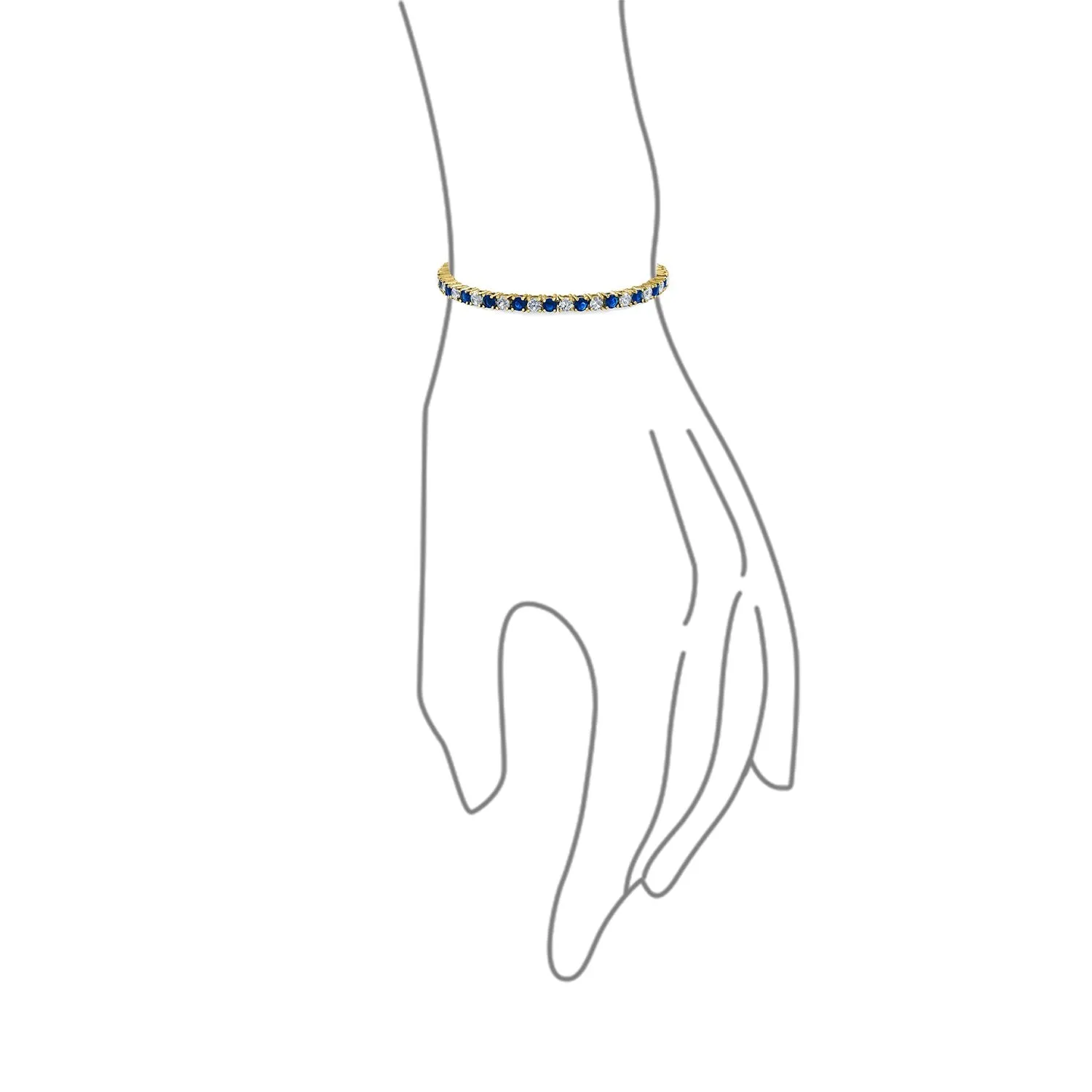 Alternating Round AAA CZ Tennis Bracelet Imitation Gemstones Gold Plated