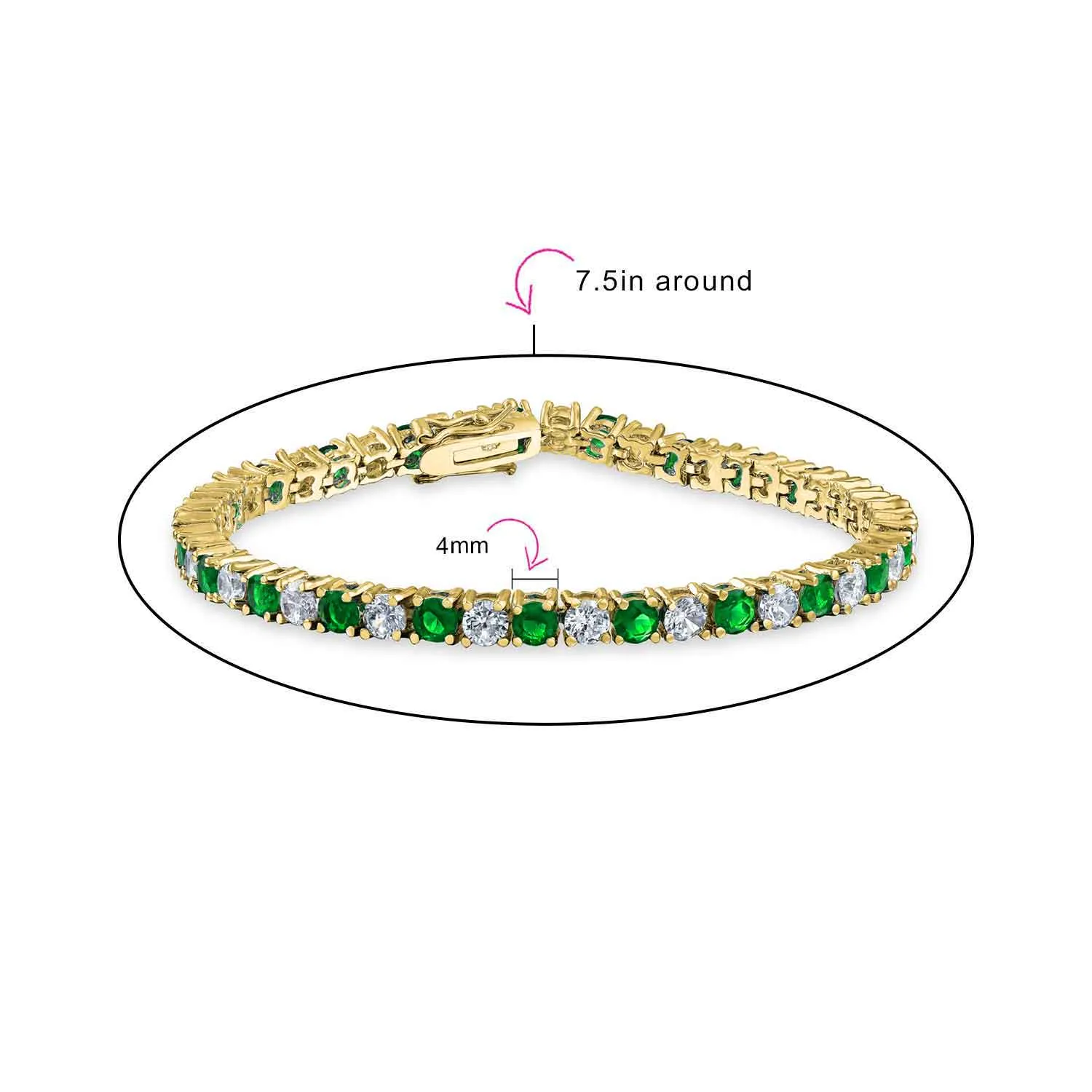 Alternating Round AAA CZ Tennis Bracelet Imitation Gemstones Gold Plated