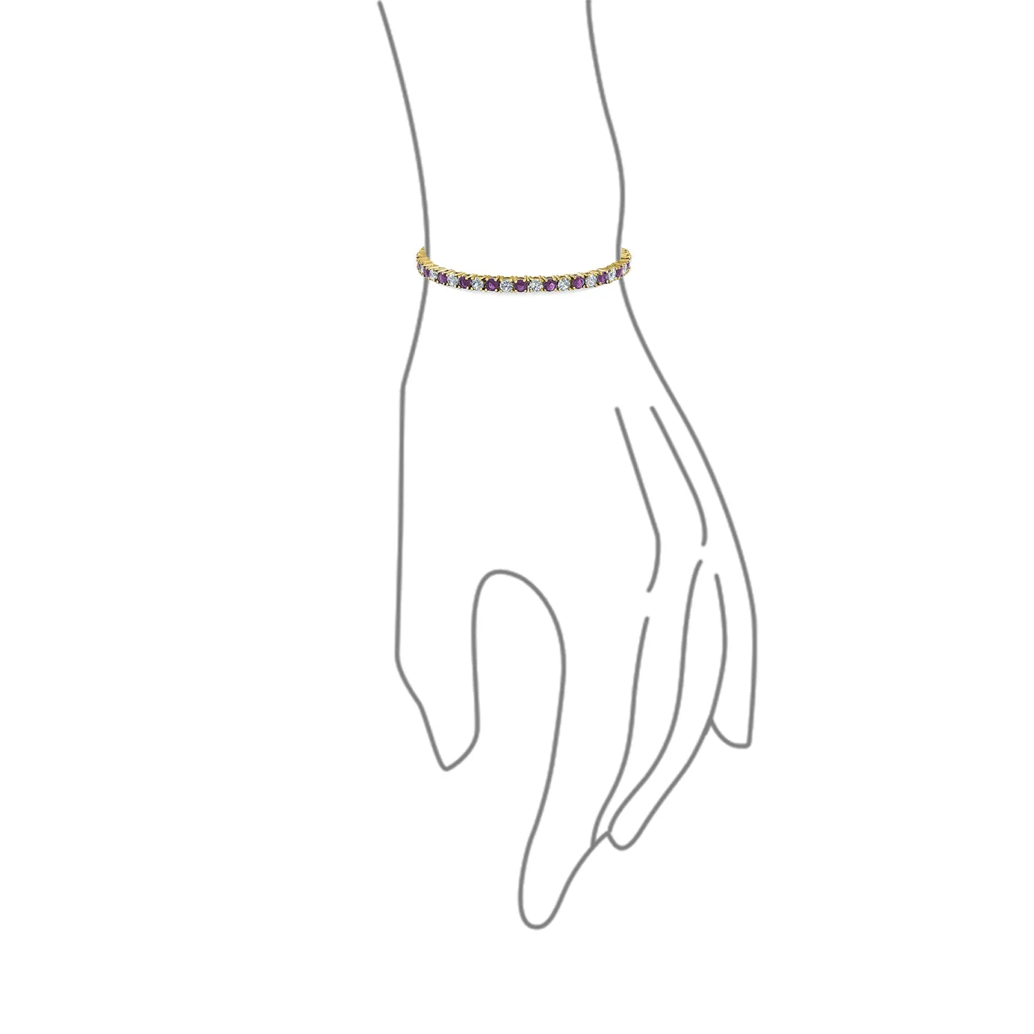 Alternating Round AAA CZ Tennis Bracelet Imitation Gemstones Gold Plated