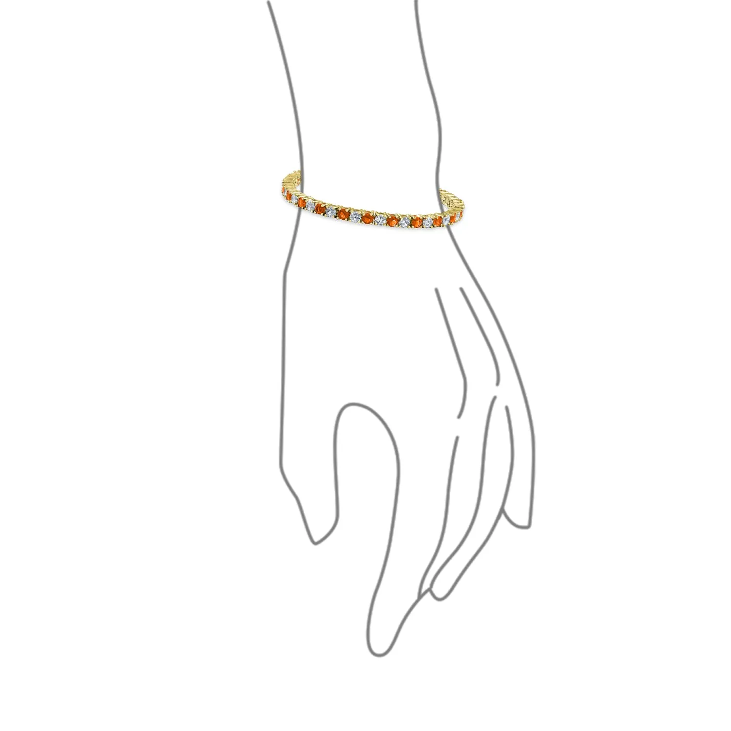 Alternating Round AAA CZ Tennis Bracelet Imitation Gemstones Gold Plated