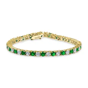Alternating Round AAA CZ Tennis Bracelet Imitation Gemstones Gold Plated Alternating Round AAA CZ Tennis Bracelet Imitation Gemstones Gold Plated