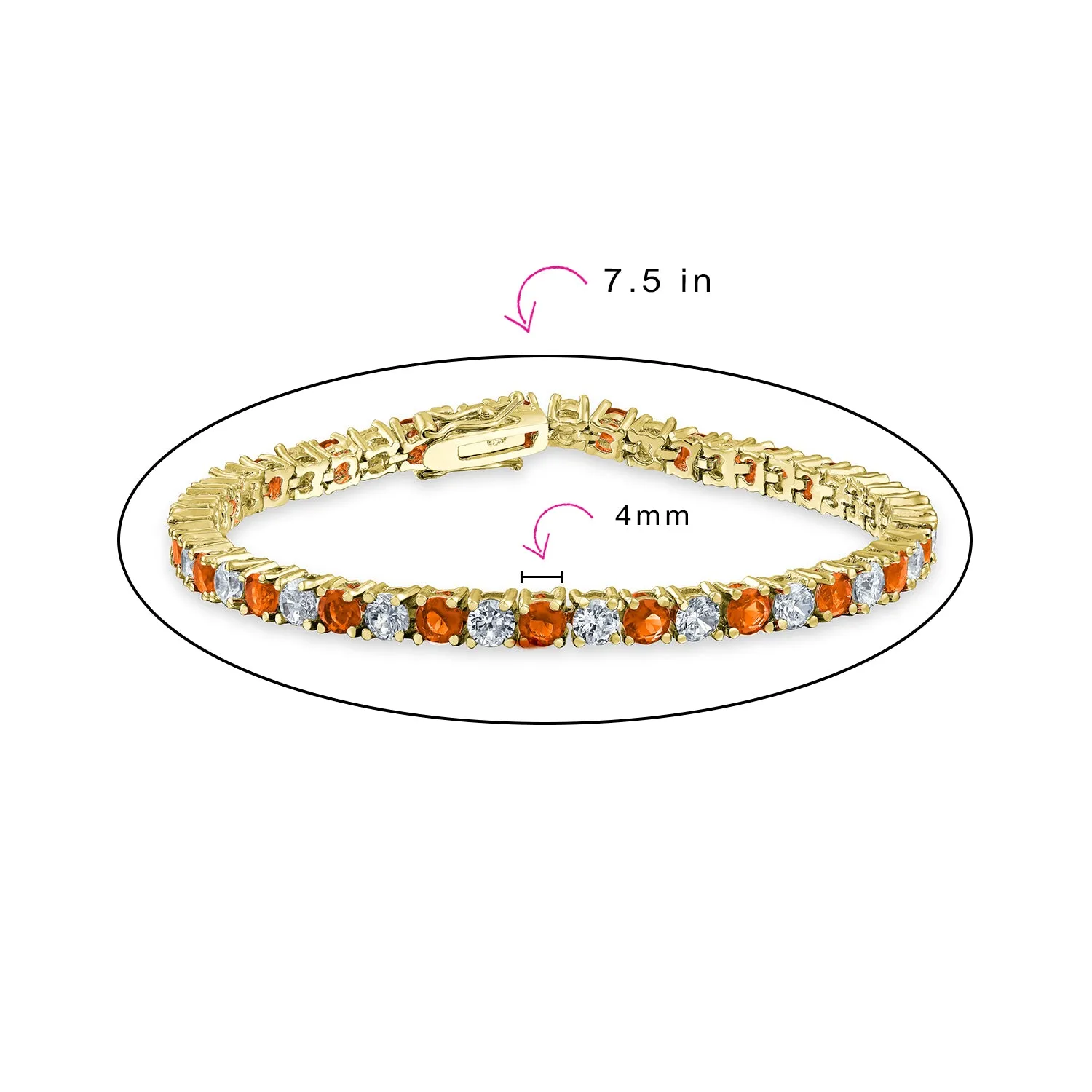 Alternating Round AAA CZ Tennis Bracelet Imitation Gemstones Gold Plated