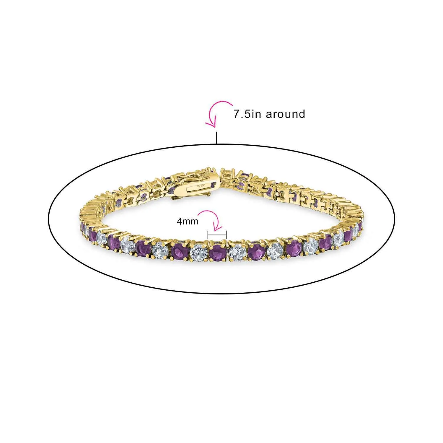 Alternating Round AAA CZ Tennis Bracelet Imitation Gemstones Gold Plated