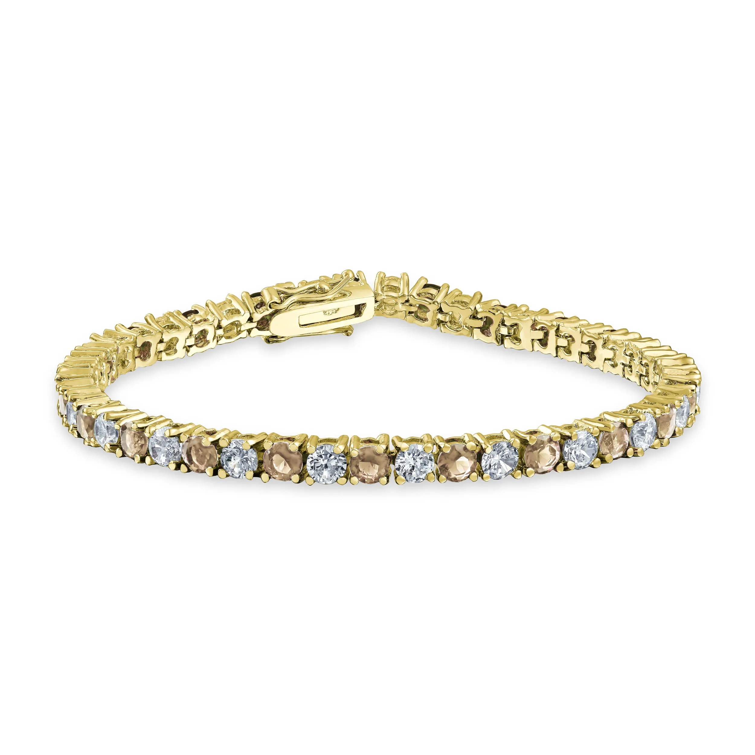 Alternating Round AAA CZ Tennis Bracelet Imitation Gemstones Gold Plated