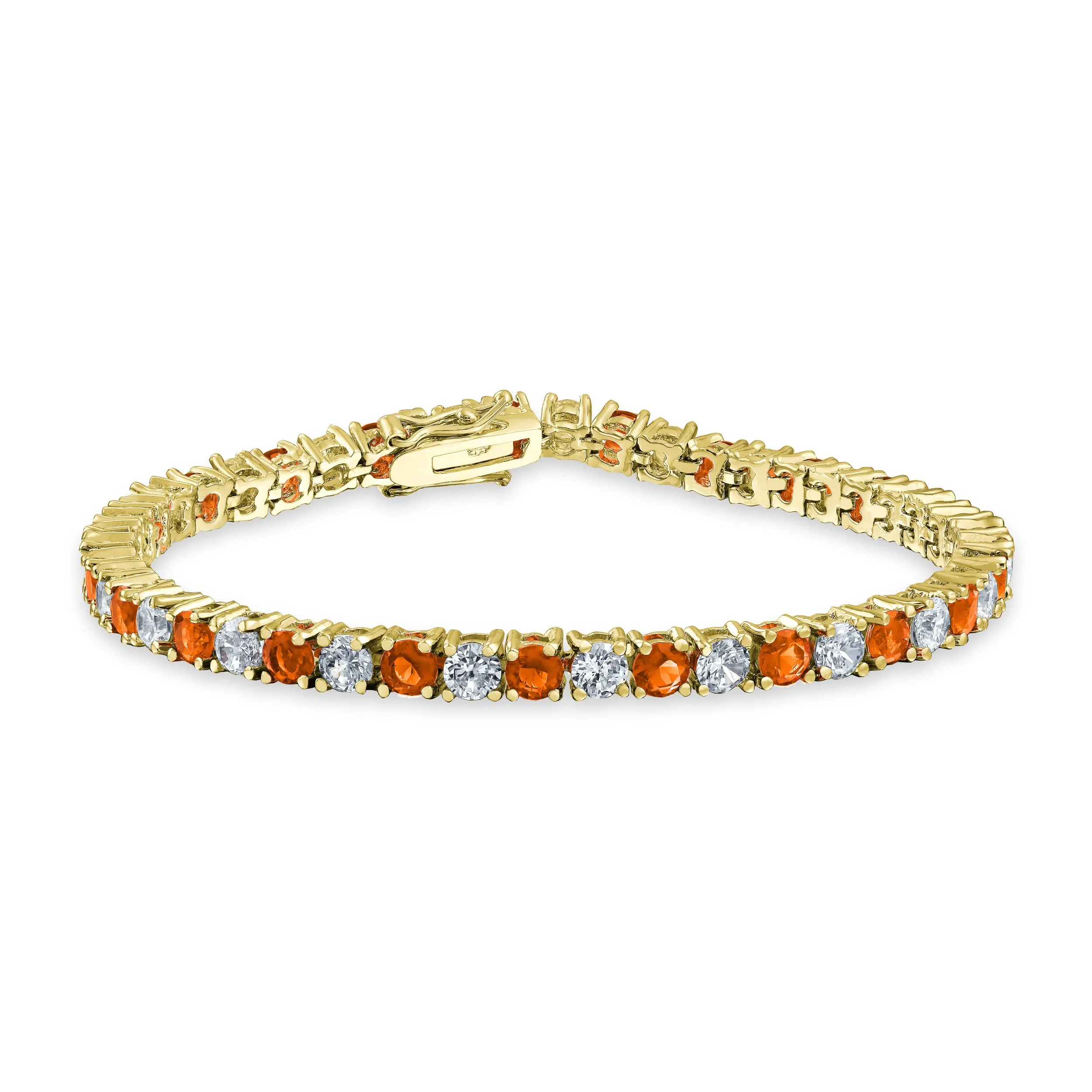 Alternating Round AAA CZ Tennis Bracelet Imitation Gemstones Gold Plated