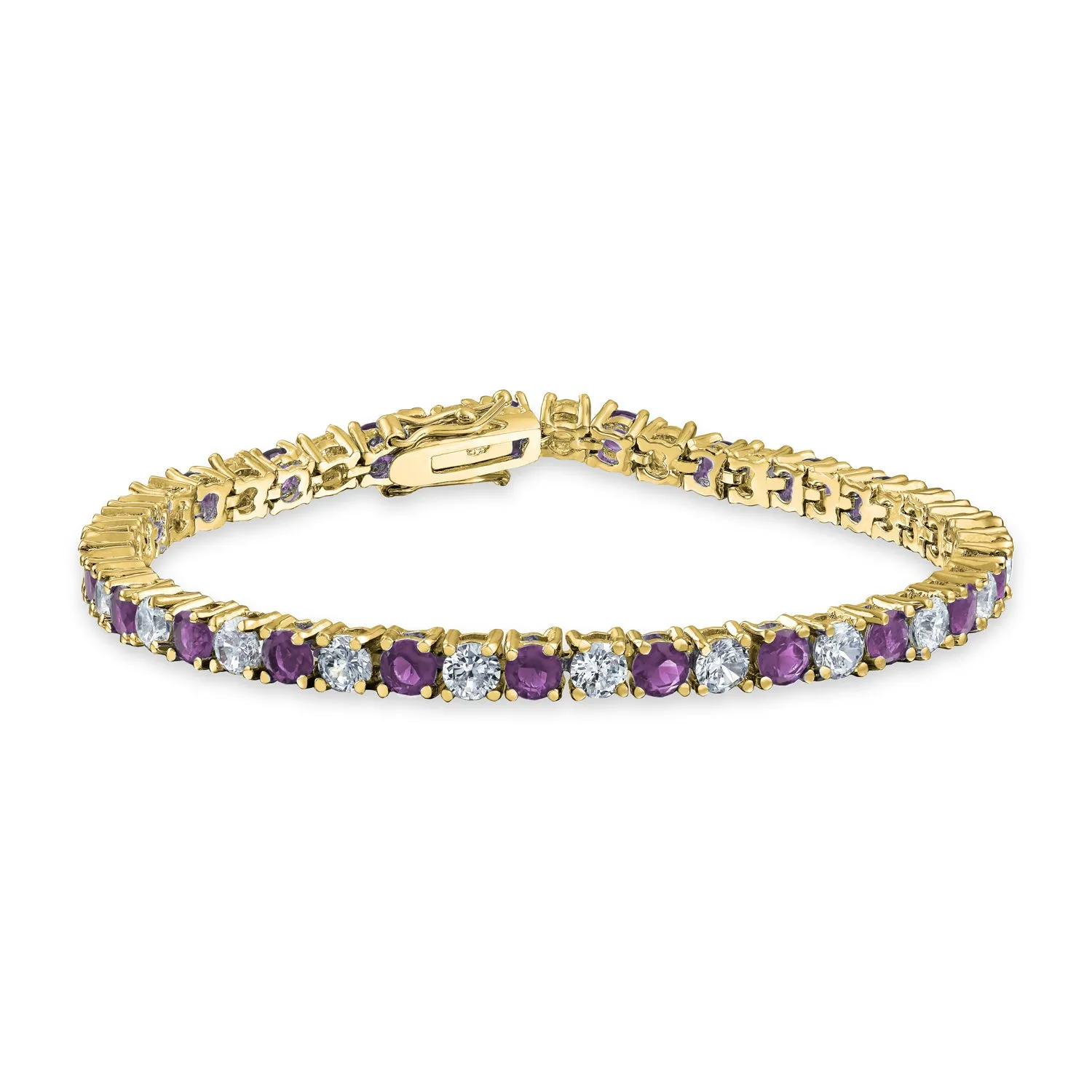 Alternating Round AAA CZ Tennis Bracelet Imitation Gemstones Gold Plated