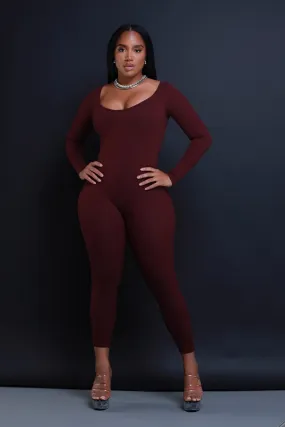 Anti-Hero Open Back Cellulite Deleter Jumpsuit - Raisin Anti-Hero Open Back Cellulite Deleter Jumpsuit - Raisin