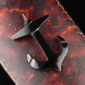Antique Victorian Carved Whitby Jet Anchor Pendant Antique Victorian Carved Whitby Jet Anchor Pendant