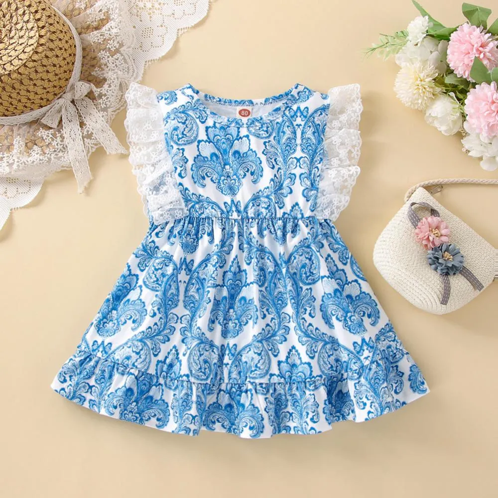 Baby Girl Summer Floral Lace Dress Baby Clothing In Bulk